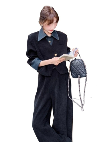 Francuski retro dvodijelni ženski komplet: top i hlače s duljinom 3/4, kašmir, glavna tkanina 95%+, Lolita stil