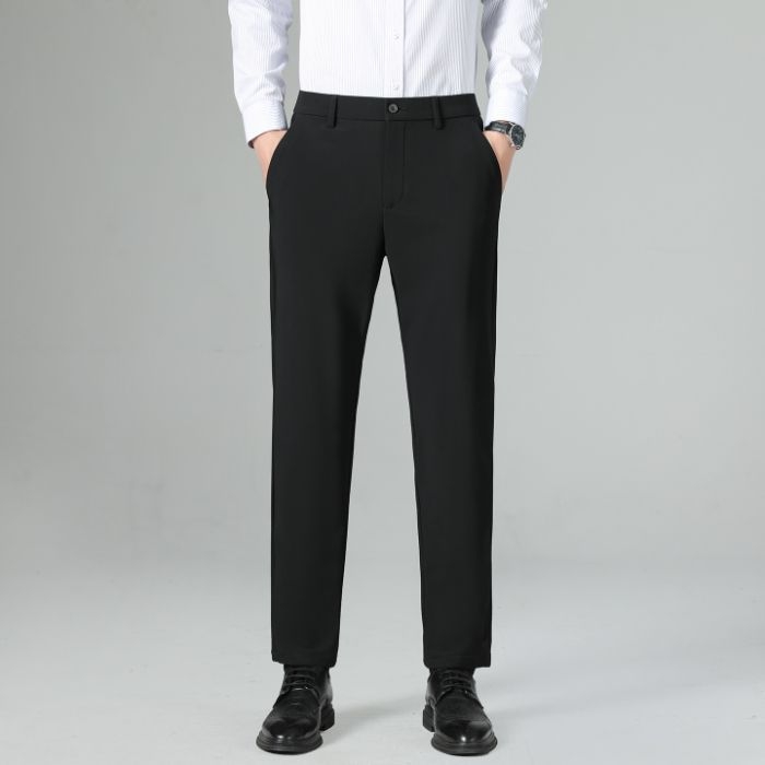 Pantaloni de costum pentru bărbați, croială dreaptă, din nylon-spandex (76% nylon, 24% spandex), elasticitate micro-rebound, pentru primăvară și toamnă