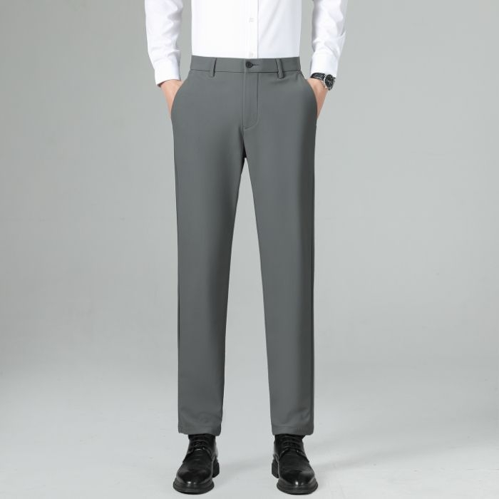 Pantaloni de costum pentru bărbați, croială dreaptă, din nylon-spandex (76% nylon, 24% spandex), elasticitate micro-rebound, pentru primăvară și toamnă