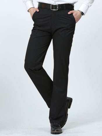 Pantaloni de costum din bumbac, croială dreaptă, vară, decor la buzunare, stil business formal