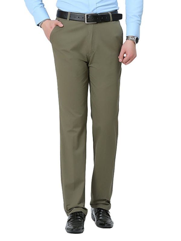 Pantaloni de costum din bumbac, croială dreaptă, vară, decor la buzunare, stil business formal