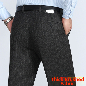 Pantaloni de afaceri pentru bărbați, croială dreaptă, iarnă, țesătură amestec 90% poliester