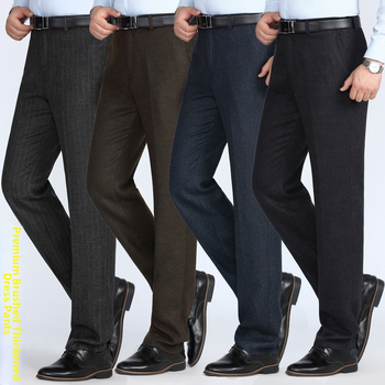 Pantaloni de afaceri pentru bărbați, croială dreaptă, iarnă, țesătură amestec 90% poliester