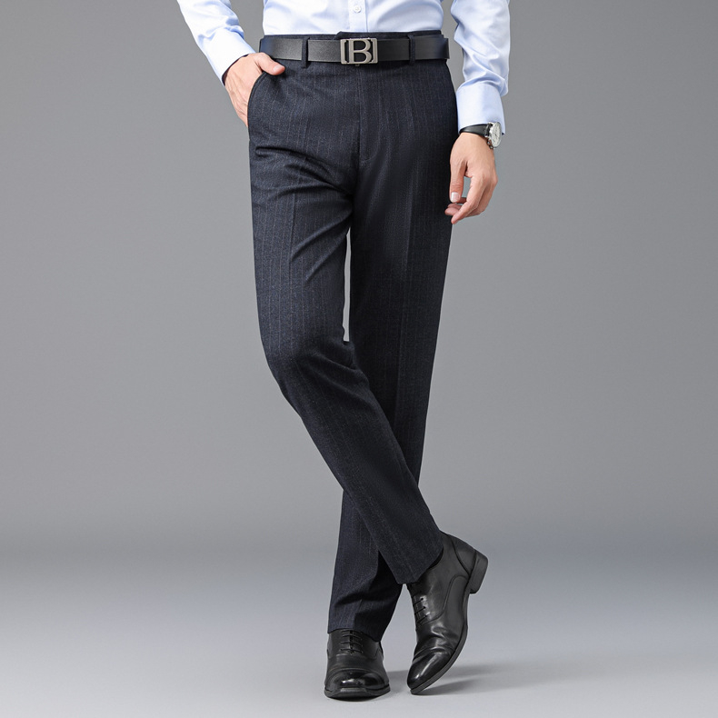 Pantaloni de afaceri pentru bărbați, croială dreaptă, iarnă, țesătură amestec 90% poliester