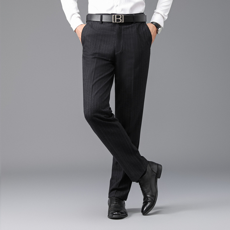 Pantaloni de afaceri pentru bărbați, croială dreaptă, iarnă, țesătură amestec 90% poliester