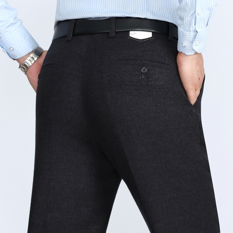 Pantaloni de afaceri pentru bărbați, croială dreaptă, iarnă, țesătură amestec 90% poliester