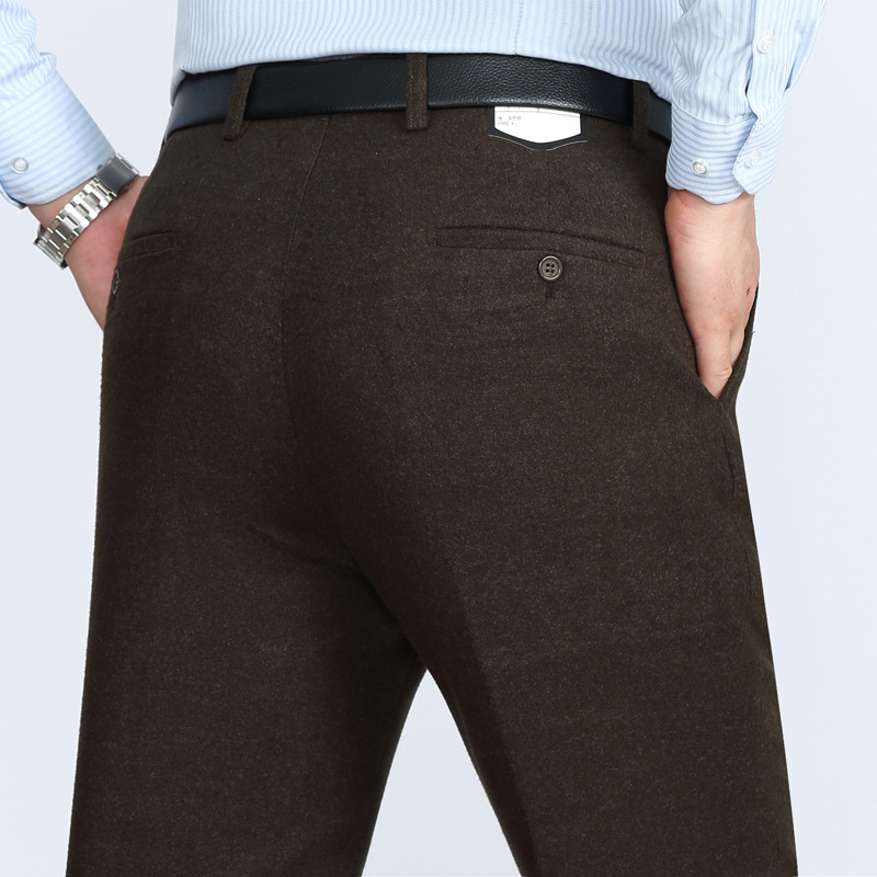 Pantaloni de afaceri pentru bărbați, croială dreaptă, iarnă, țesătură amestec 90% poliester