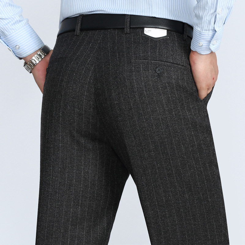 Pantaloni de afaceri pentru bărbați, croială dreaptă, iarnă, țesătură amestec 90% poliester