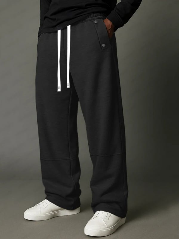 Pantaloni sport din bumbac pentru bărbați, croială dreaptă, largi, talie elastică, toamnă 2025