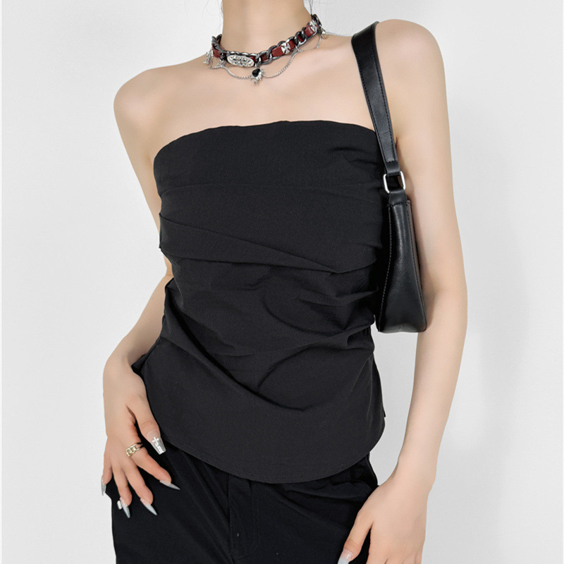 Top pentru femei fără bretele, slim-fit, fără mâneci, din amestec bumbac-poliester (50–70% bumbac, 30–50% poliester), lungime standard