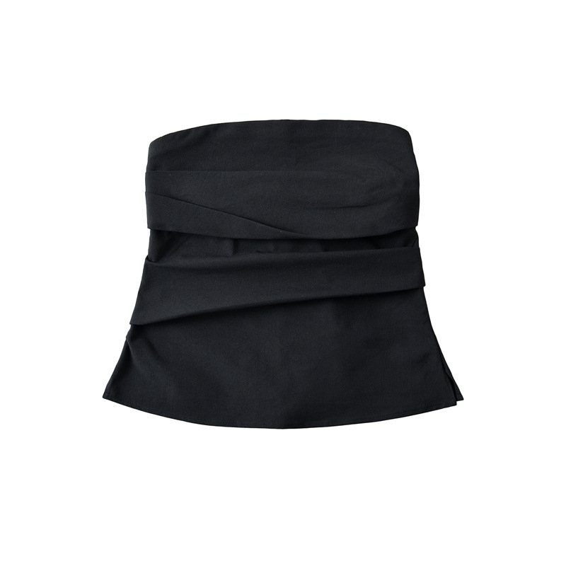 Top pentru femei fără bretele, slim-fit, fără mâneci, din amestec bumbac-poliester (50–70% bumbac, 30–50% poliester), lungime standard