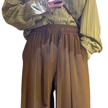 Бизнес-елегантни панталони, прави крачоли, висока талия, закопчаване с лента, смес от ацетатни влакна, подходящи за четири сезона