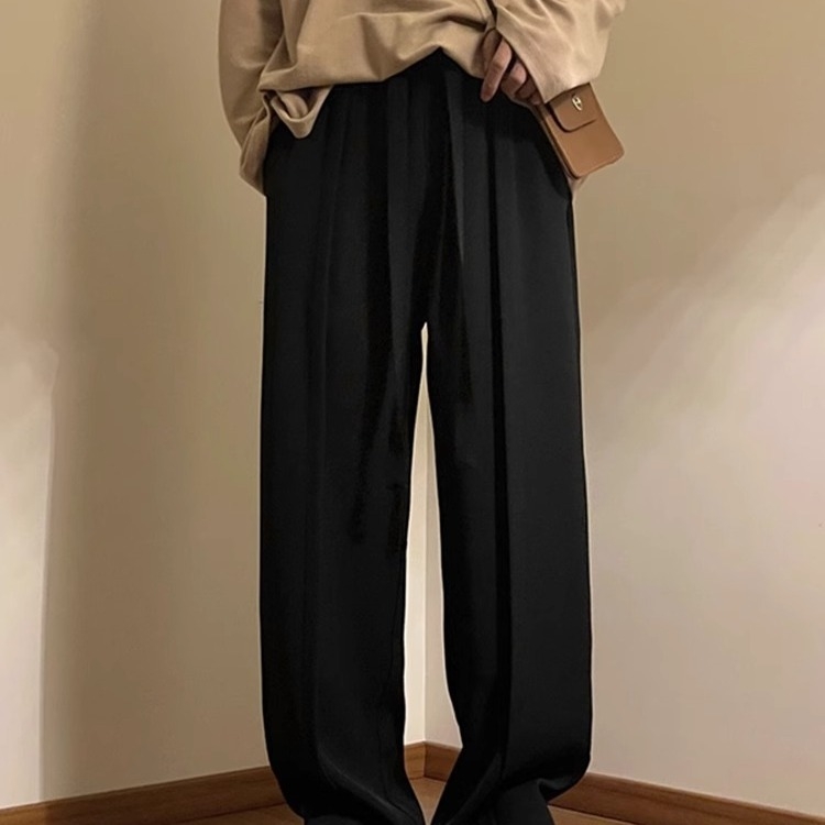 Бизнес-елегантни панталони, прави крачоли, висока талия, закопчаване с лента, смес от ацетатни влакна, подходящи за четири сезона