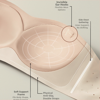 Bezramienková tube top podprsenka pre malé prsia — bez švov, proti šmýkaniu, jemná podpora, 3/4 košíčky s tenkými tvarovanými miskami, zmes Nylon/Spandex