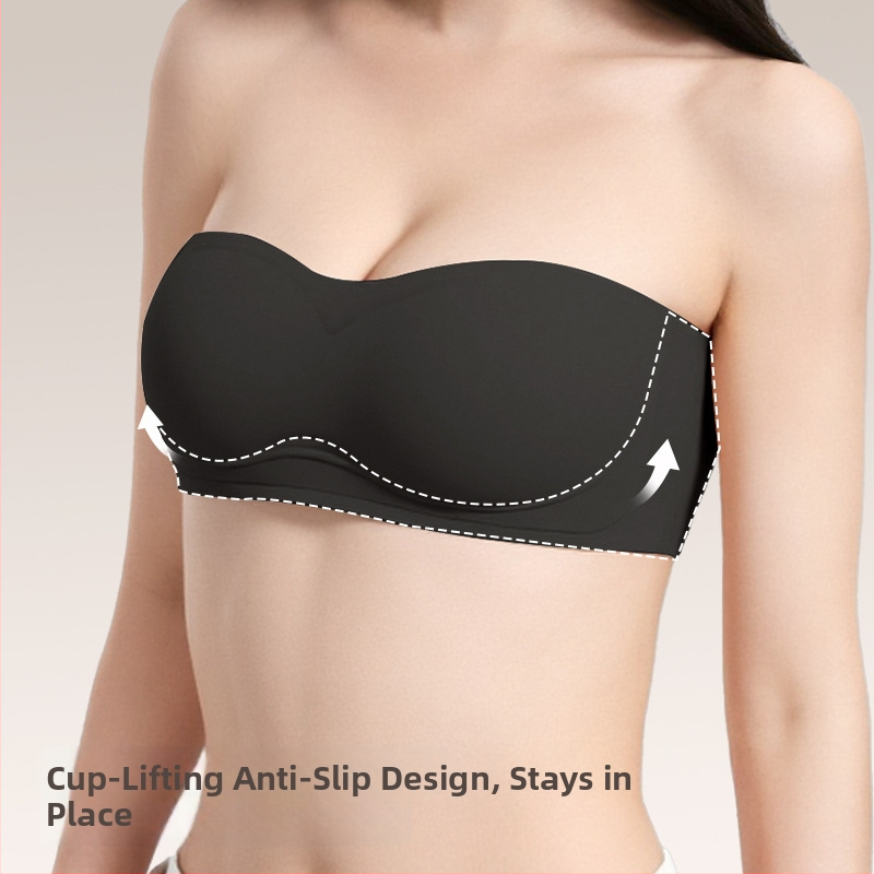 Bezramienková tube top podprsenka pre malé prsia — bez švov, proti šmýkaniu, jemná podpora, 3/4 košíčky s tenkými tvarovanými miskami, zmes Nylon/Spandex