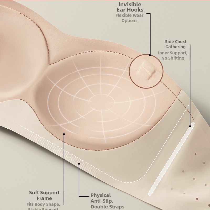 Bezramienková tube top podprsenka pre malé prsia — bez švov, proti šmýkaniu, jemná podpora, 3/4 košíčky s tenkými tvarovanými miskami, zmes Nylon/Spandex