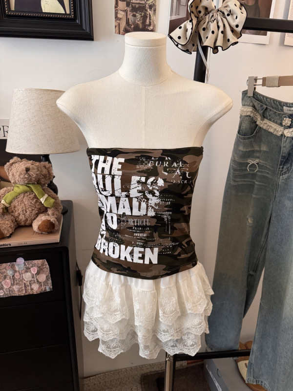 Top femei imprimat cu bretele, stil retro american, croială în formă A, bretele detașabile, primăvara 2025