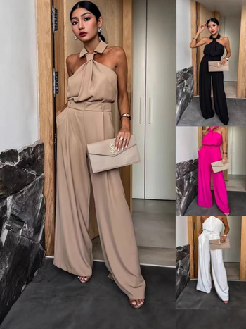 Dva dijela kostima s hlačama: bluza bez rukava i hlače, jednofarbni poliester, ljetni casual stil