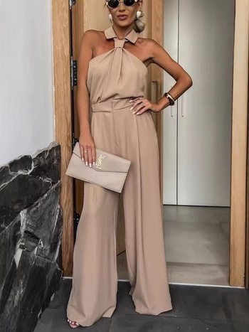 Dva dijela kostima s hlačama: bluza bez rukava i hlače, jednofarbni poliester, ljetni casual stil