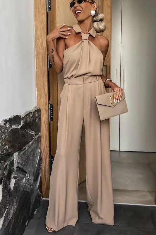 Dva dijela kostima s hlačama: bluza bez rukava i hlače, jednofarbni poliester, ljetni casual stil