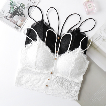 Csipkés mellrész felső 3/4-es kosárral, gyönyörű hátsó rész, francia stílus, lélegző nylonsipke, nyom nélkül, kényelmes