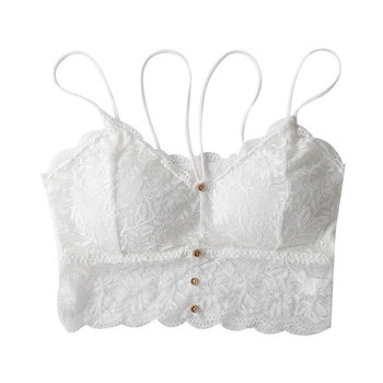 Csipkés mellrész felső 3/4-es kosárral, gyönyörű hátsó rész, francia stílus, lélegző nylonsipke, nyom nélkül, kényelmes