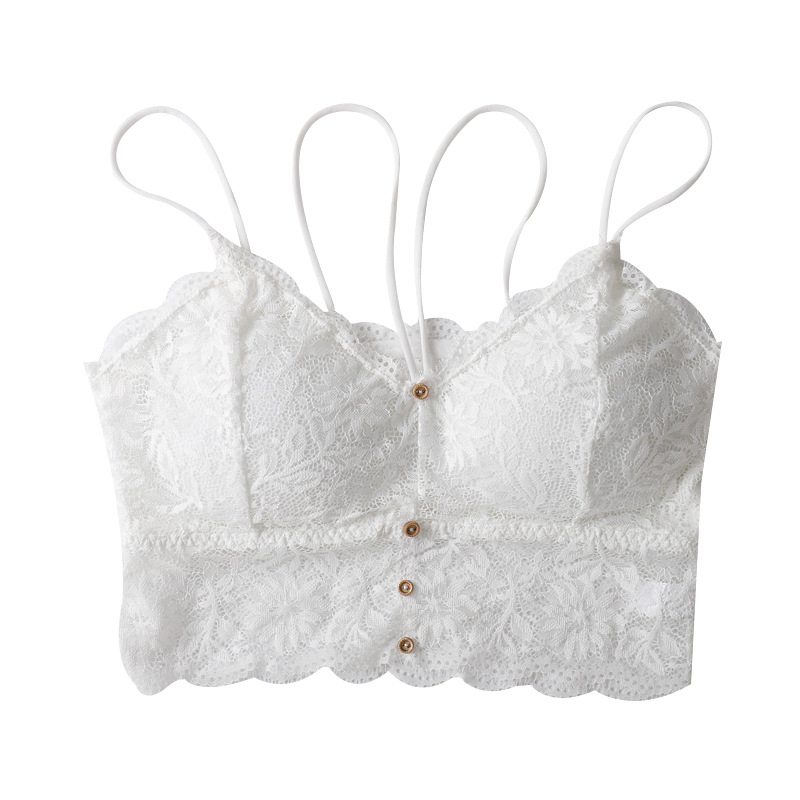 Csipkés mellrész felső 3/4-es kosárral, gyönyörű hátsó rész, francia stílus, lélegző nylonsipke, nyom nélkül, kényelmes