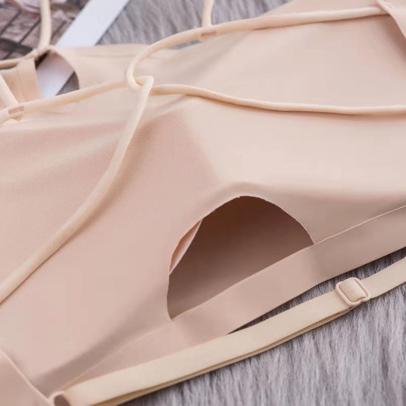 Wrap grudnjak/top, halter sexy stil, bez žice, Ice Silk materijal, najlon, tanke oblikovane šalice, puna šalica
