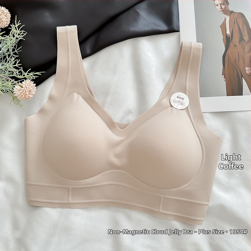 Ženski grudnjak plus veličine od ice silk, bezšiven, široke naramenice, bez magneta, čvrsti košar, kod 1350, prekrasan leđa