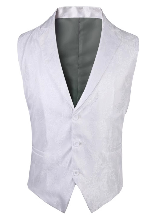 Unisex γιλέκο μπιλιάρδου με ζακάρ μοτίβο Pellys, γιακά σακακιού, Slim Fit, τεσσάρων εποχών, casual για κουμπάρους