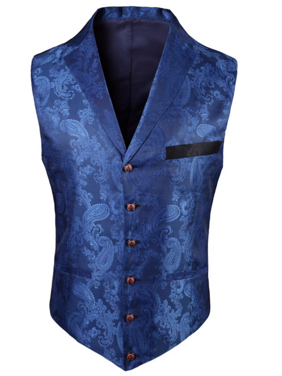 Unisex γιλέκο μπιλιάρδου με ζακάρ μοτίβο Pellys, γιακά σακακιού, Slim Fit, τεσσάρων εποχών, casual για κουμπάρους