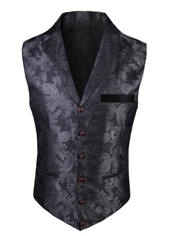 Unisex γιλέκο μπιλιάρδου με ζακάρ μοτίβο Pellys, γιακά σακακιού, Slim Fit, τεσσάρων εποχών, casual για κουμπάρους