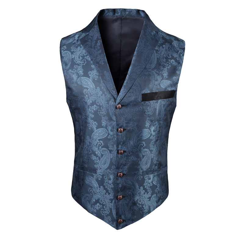 Unisex γιλέκο μπιλιάρδου με ζακάρ μοτίβο Pellys, γιακά σακακιού, Slim Fit, τεσσάρων εποχών, casual για κουμπάρους