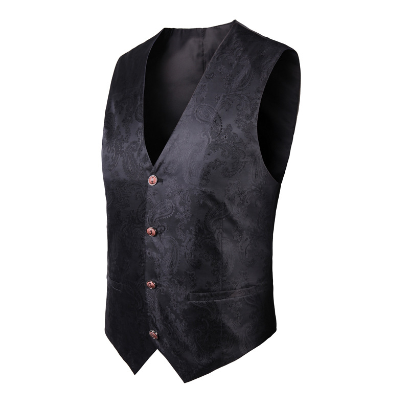 Unisex γιλέκο μπιλιάρδου με ζακάρ μοτίβο Pellys, γιακά σακακιού, Slim Fit, τεσσάρων εποχών, casual για κουμπάρους