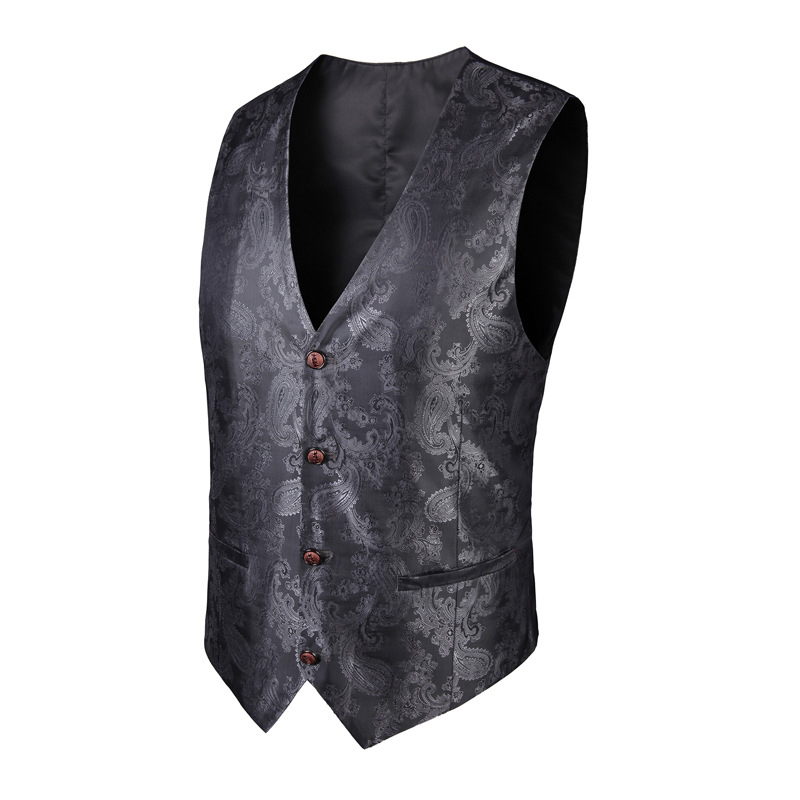 Unisex γιλέκο μπιλιάρδου με ζακάρ μοτίβο Pellys, γιακά σακακιού, Slim Fit, τεσσάρων εποχών, casual για κουμπάρους