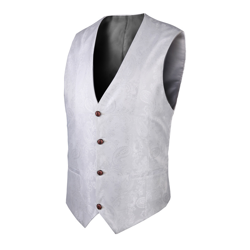 Unisex γιλέκο μπιλιάρδου με ζακάρ μοτίβο Pellys, γιακά σακακιού, Slim Fit, τεσσάρων εποχών, casual για κουμπάρους