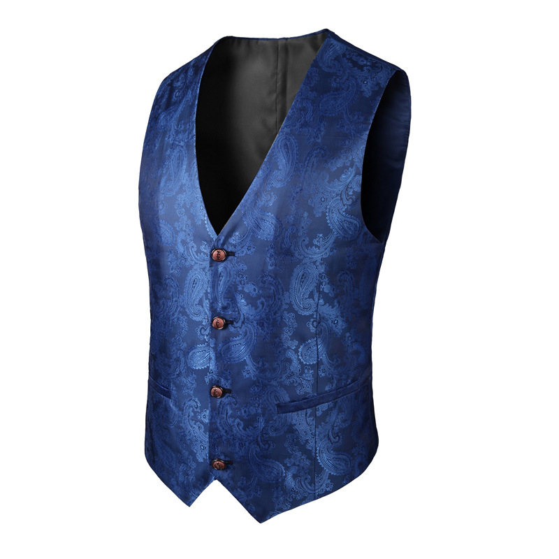 Unisex γιλέκο μπιλιάρδου με ζακάρ μοτίβο Pellys, γιακά σακακιού, Slim Fit, τεσσάρων εποχών, casual για κουμπάρους