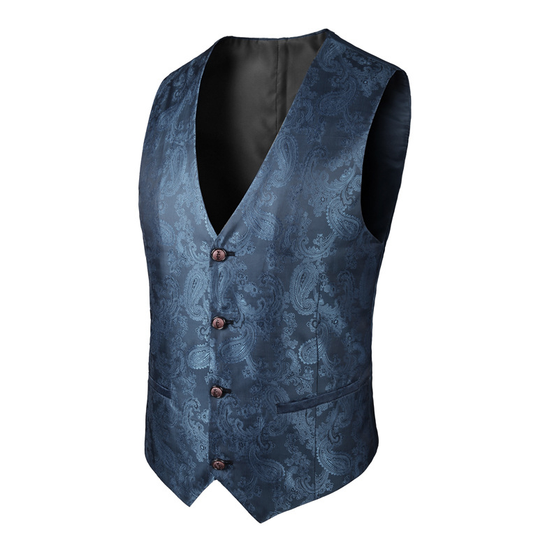 Unisex γιλέκο μπιλιάρδου με ζακάρ μοτίβο Pellys, γιακά σακακιού, Slim Fit, τεσσάρων εποχών, casual για κουμπάρους