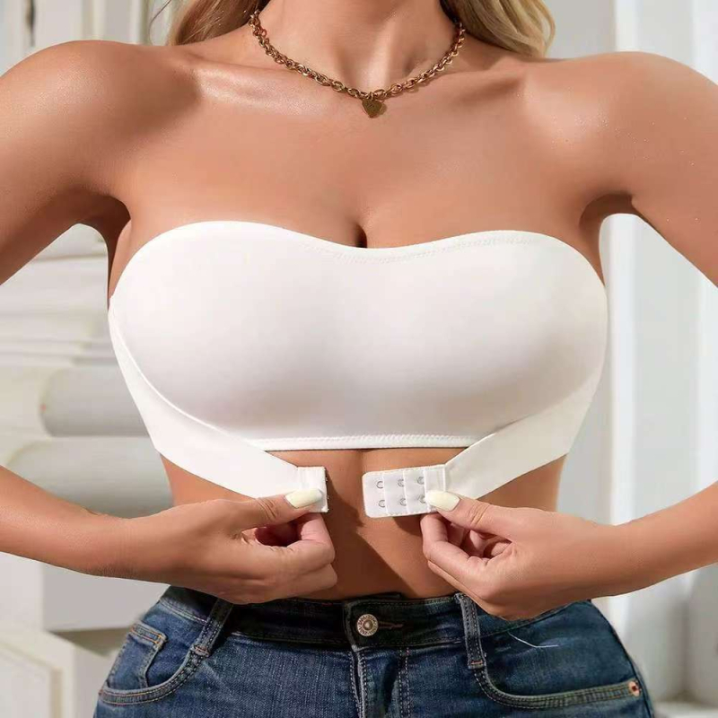 Wrap Bust Push-Up grudnjak – najlon, lagan, prozračan, protuklizno, prednja kopča, bočno skupljanje, gornja potpora