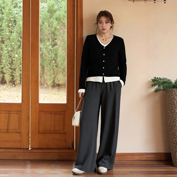 Plusz méretű egyenes nadrág, magas derék, mikroelasztikus, közepes vastagság