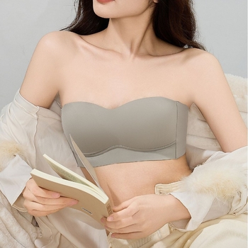 Grudnjak bez naramenica s push-up učinkom, protivklizne košarice, 1/2 cup, srednje oblikovane košarice, četiri reda kopči straga