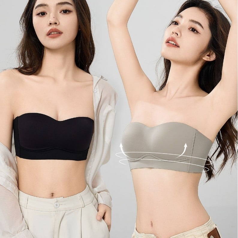 Grudnjak bez naramenica s push-up učinkom, protivklizne košarice, 1/2 cup, srednje oblikovane košarice, četiri reda kopči straga