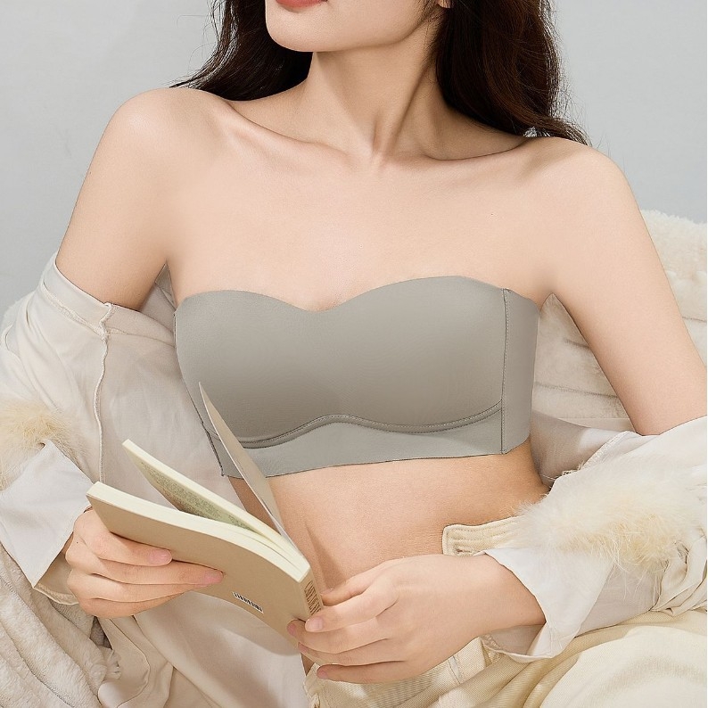 Grudnjak bez naramenica s push-up učinkom, protivklizne košarice, 1/2 cup, srednje oblikovane košarice, četiri reda kopči straga