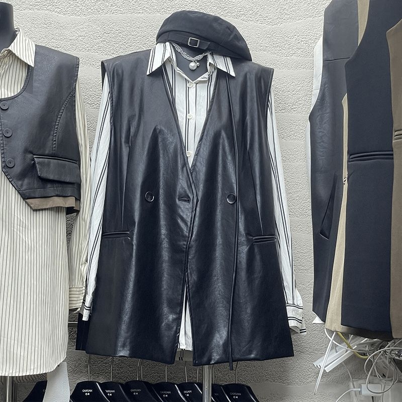 Costum casual pentru femei – 3D pattern, denim cu PU, cusătură colaj, primăvara 2026, stil japonez și coreean