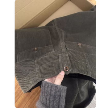 Pantaloni largi din corduroi pentru femei, talie înaltă, stil retro, lungi, poliester 70–80%