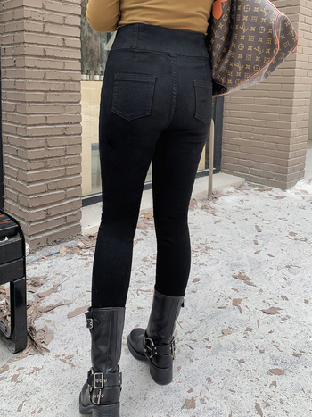Ženske hlače s visokim strukom, Cowboy tkanina, Spandex <30%, mikroelastičnost, uski kroj