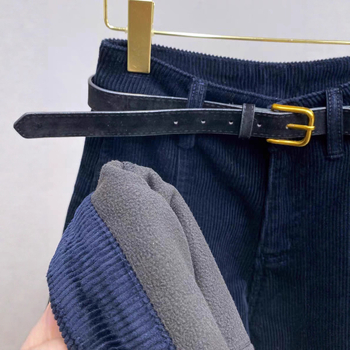 Ženske casual hlače od korduroja, širokih nogavica, zima 2025, korejski stil, trodimenzionalni kroj
