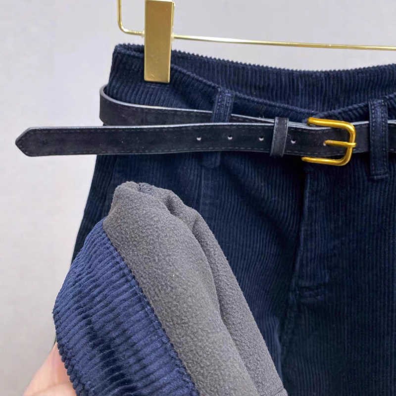 Ženske casual hlače od korduroja, širokih nogavica, zima 2025, korejski stil, trodimenzionalni kroj