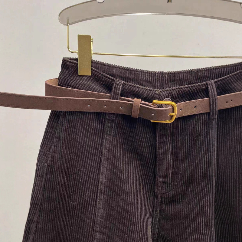 Ženske casual hlače od korduroja, širokih nogavica, zima 2025, korejski stil, trodimenzionalni kroj