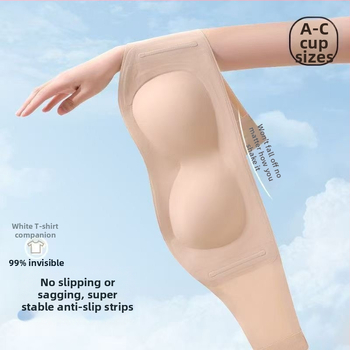 Top fără bretele din nylon — cupe subțiri, formă 3/4, lungime pe torace